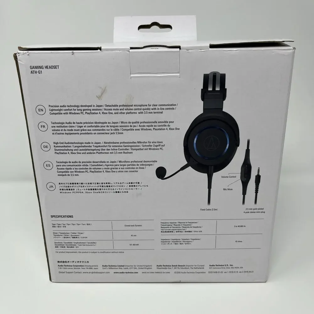Audio-Technica ATH-G1 - Premium Gaming/Streaming Headphones with Removable Mic